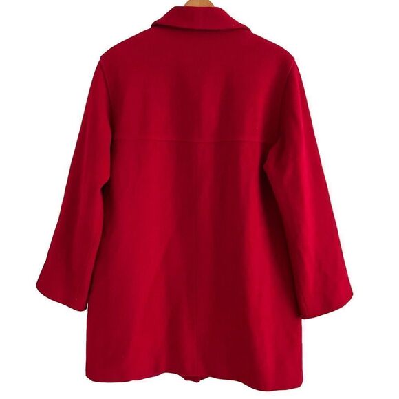 Vintage Talbots Red Wool Blend Coat Size 8 Overcoat Peacoat Patch pockets Lined - Picture 2 of 13